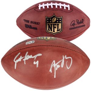 Aaron Rodgers, Brett Favre Green Bay Packers Dual Signed Duke Pro Football