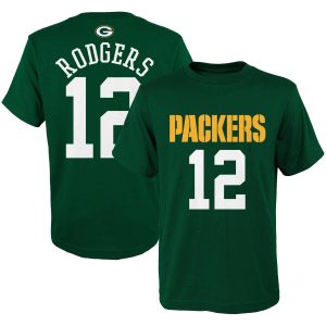 Aaron Rodgers Green Bay Packers Youth Mainliner Player Name & Number T-Shirt