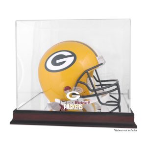 Green Bay Packers Mahogany Helmet Logo Display Case with Mirror Back