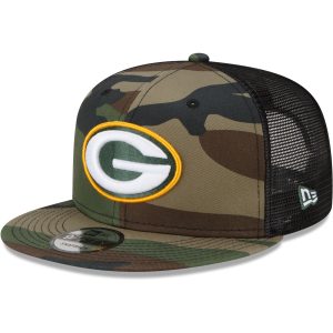 Green Bay Packers New Era Woodland Trucker 2.0 9FIFTY Snapback Hat