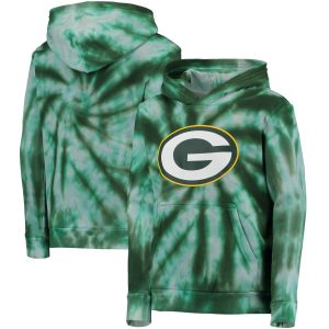 Green Bay Packers Youth Team Tie-Dye Pullover Hoodie – Green